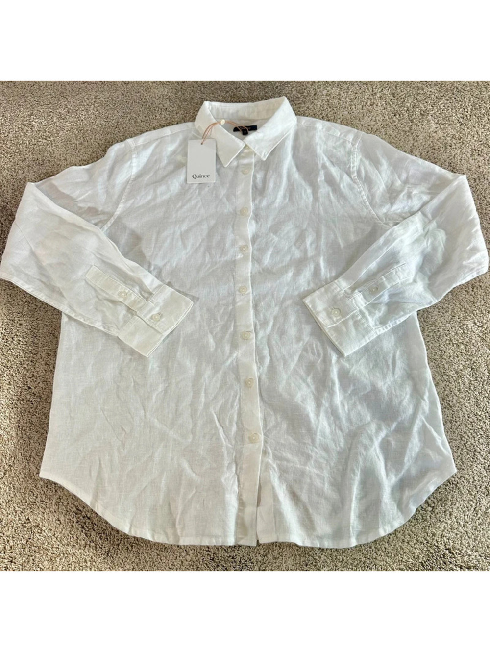 New Quince 100% European Linen Long Sleeve Shirt Women Size Medium NWT White